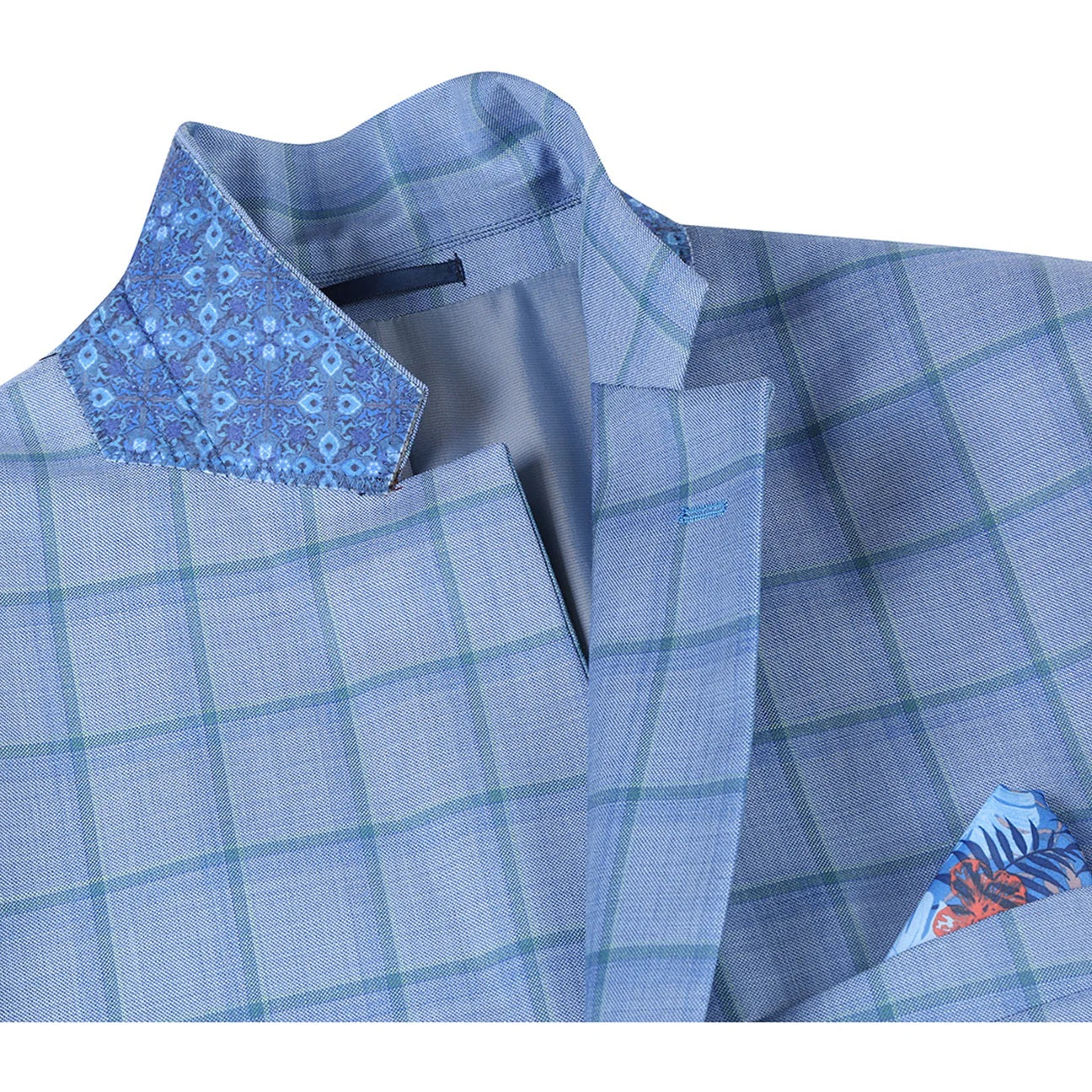Renoir Blue Windowpane Classic Fit Sport Coat