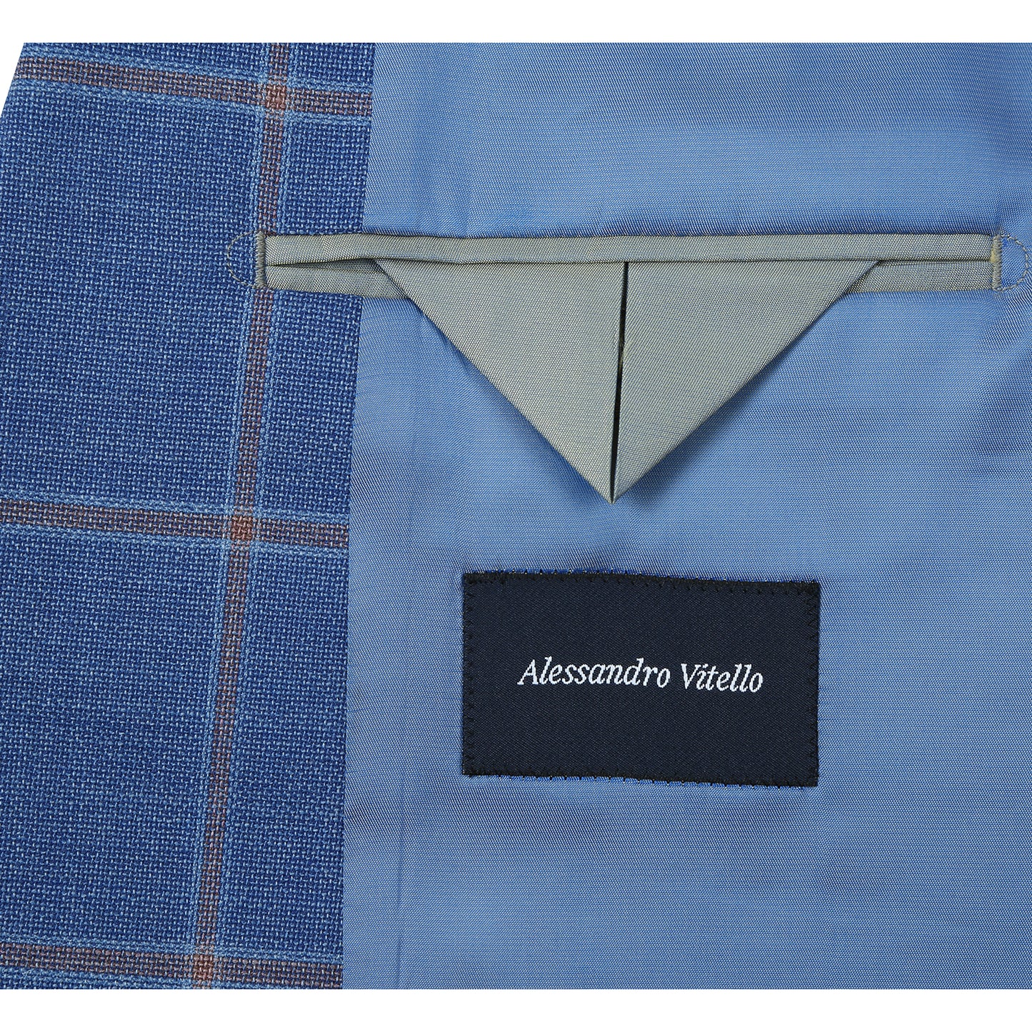 Renoir Blue Windowpane Classic Fit Sport Coat