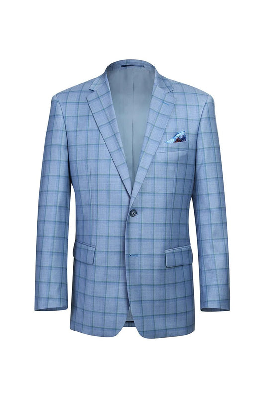Renoir Blue Windowpane Classic Fit Sport Coat