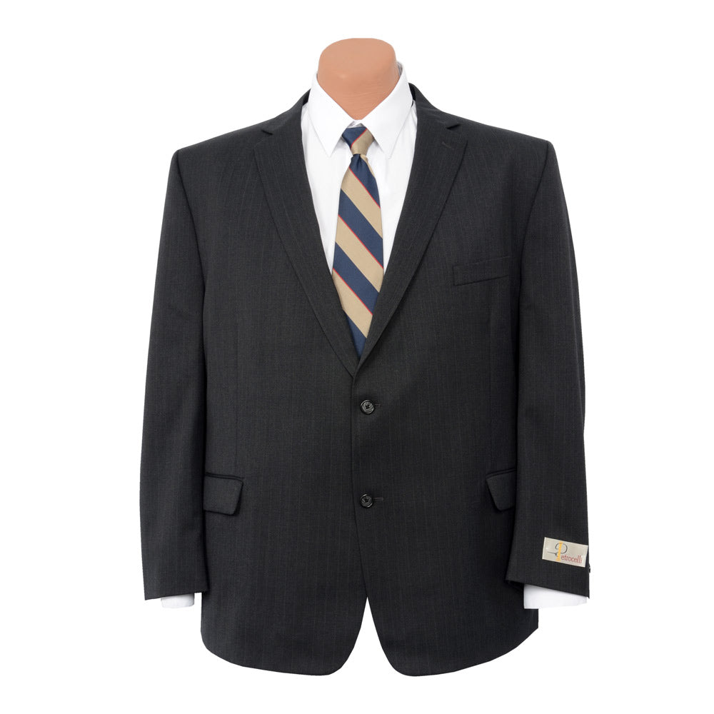 Petrocelli Wool Blend Charcoal Stripe Suit Coat