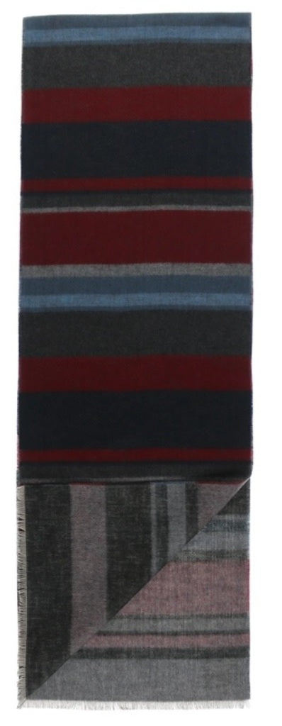 Fraas Multi Stripe Reversible Cashmink Scarf