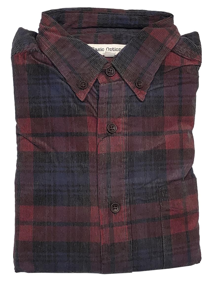 Basic Options Yarn Dyed Corduroy Plaid Shirt