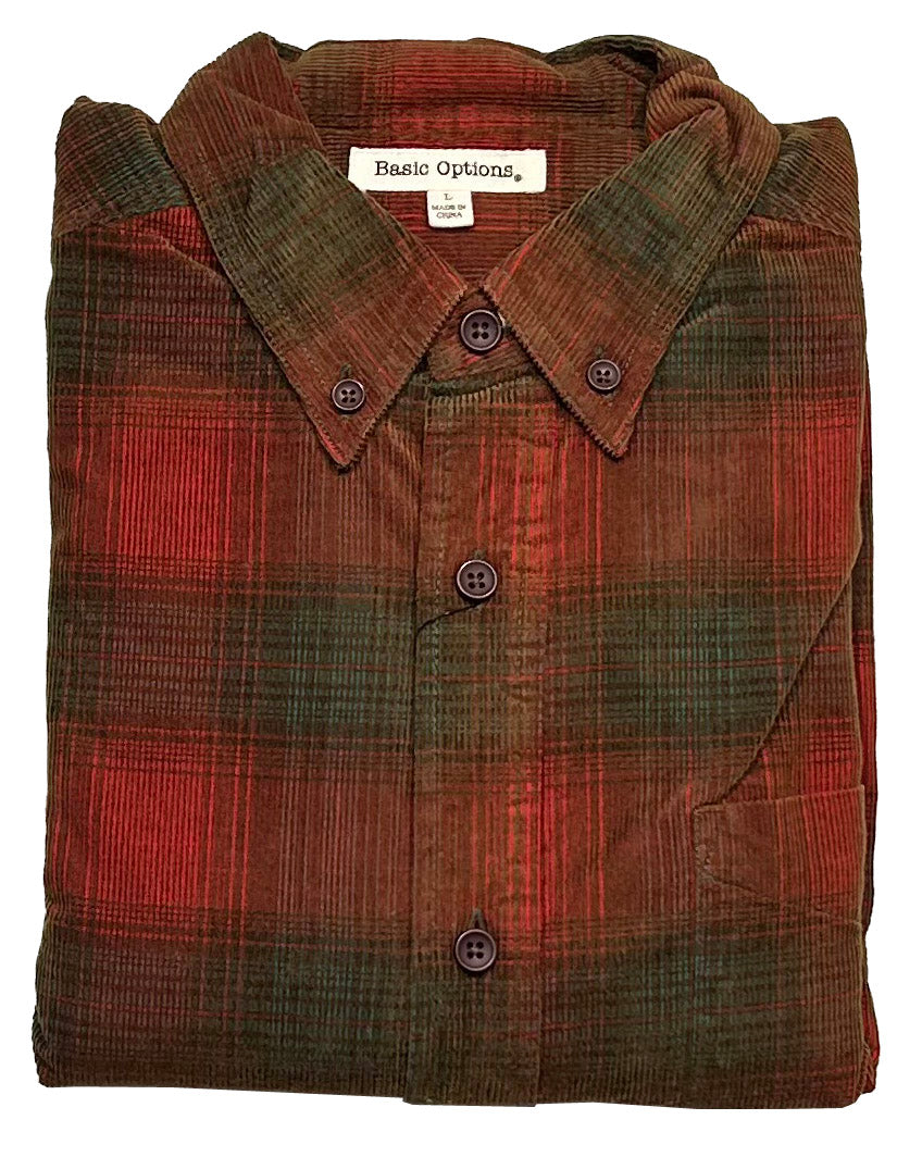 Basic Options Yarn Dyed Corduroy Plaid Shirt