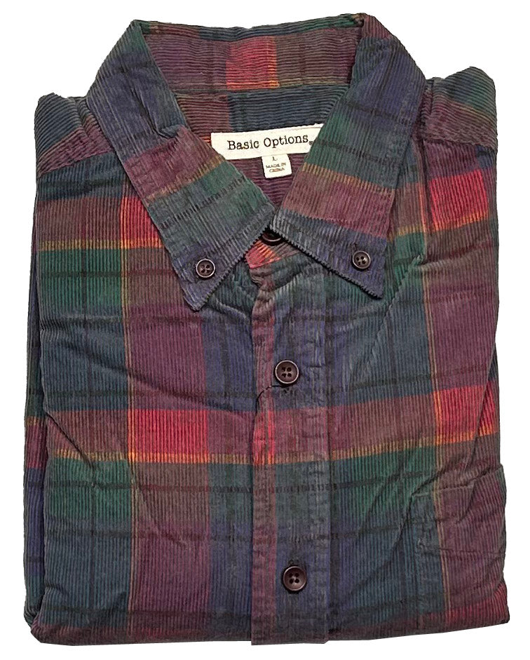 Basic Options Yarn Dyed Corduroy Plaid Shirt