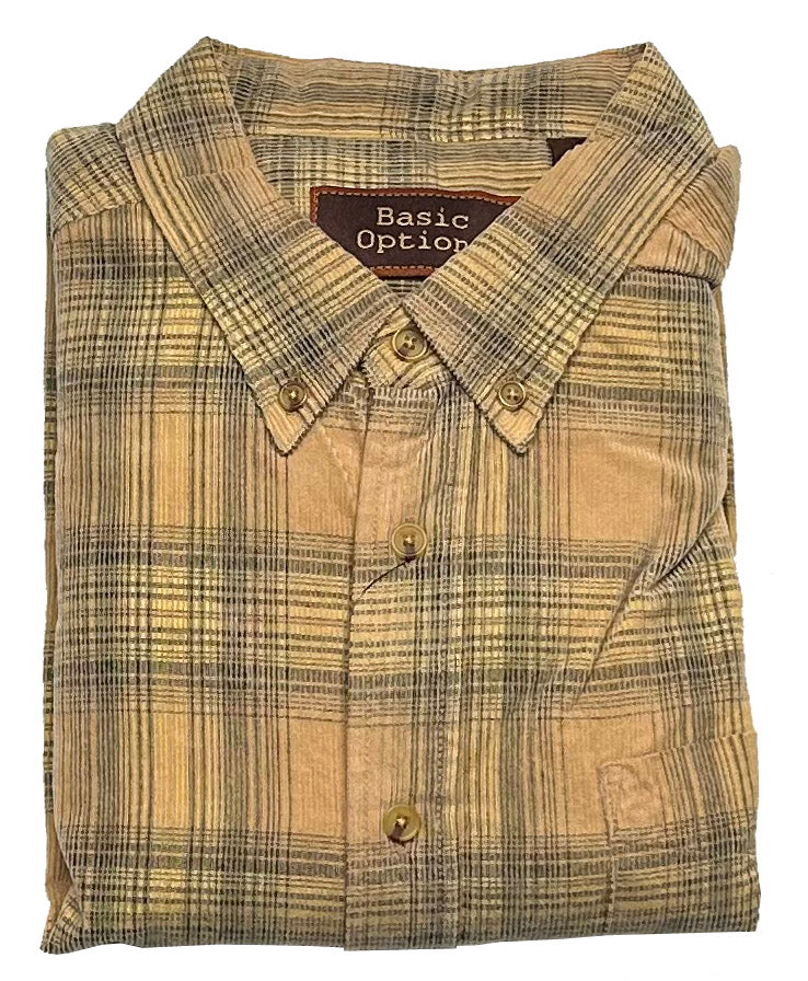 Basic Options Yarn Dyed Corduroy Plaid Shirt
