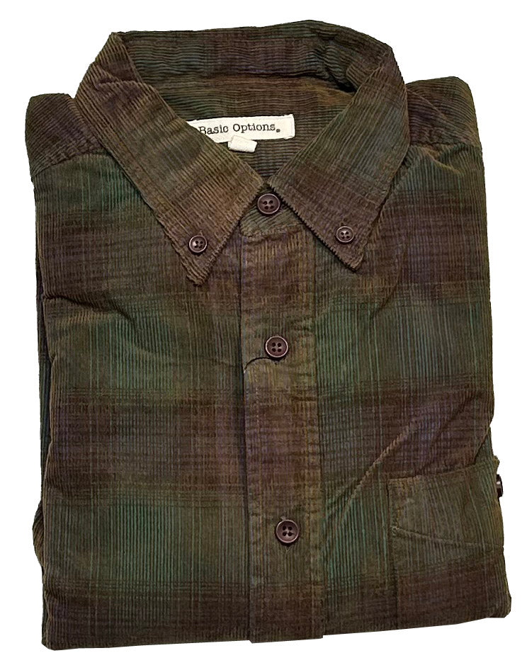 Basic Options Yarn Dyed Corduroy Plaid Shirt