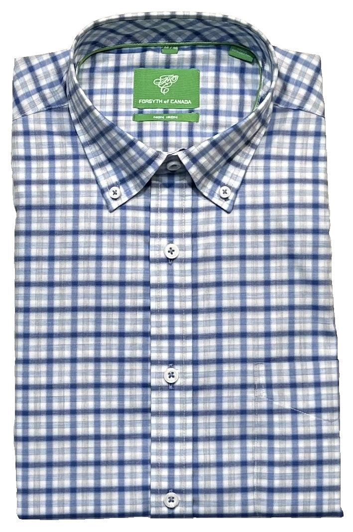 Forsyth of Canada Long Sleeve Tailored Fit Non-Iron Sport Shirt Azure / L Forsyth of Canada Long Sleeve Tailored Fit Non-Iron Sport Shirt Azure / L