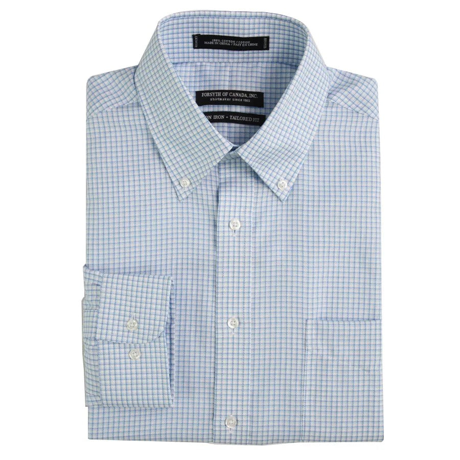 Forsyth of Canada Tailored Fit Button Down Collar Non-Iron Dress Shirt Pacific / 17 32/33