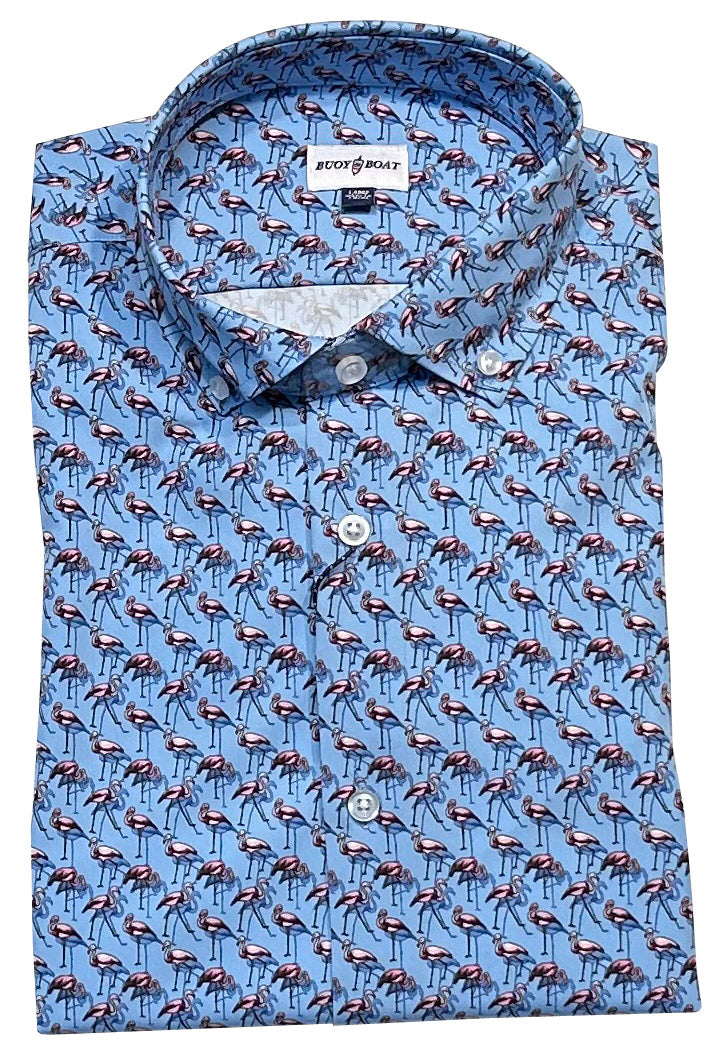 Buoy & Boat by Fusion 'Flamingo Flock' Short Sleeve Sport Shirt