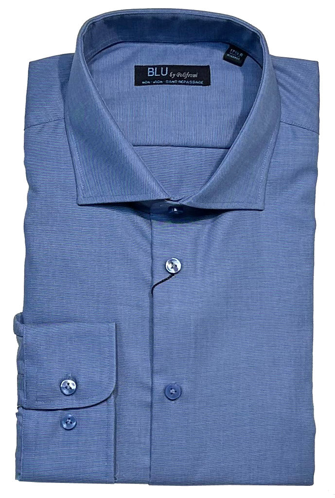 blu dress shirts Gradient Wave Print BLUE Long Sleeve Button Up Dress Shirt BLUE / XS
