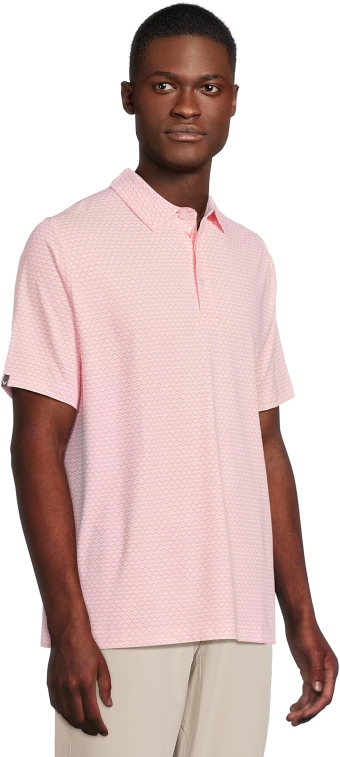 Callaway Golf Short Sleeve Gradiant Chevron Print Polo Shirt