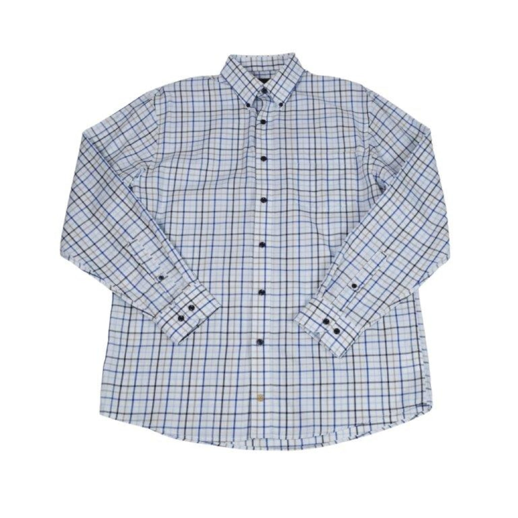 FX Fusion Long Sleeve Blue Twill Multi Check Big Size Sport Shirt