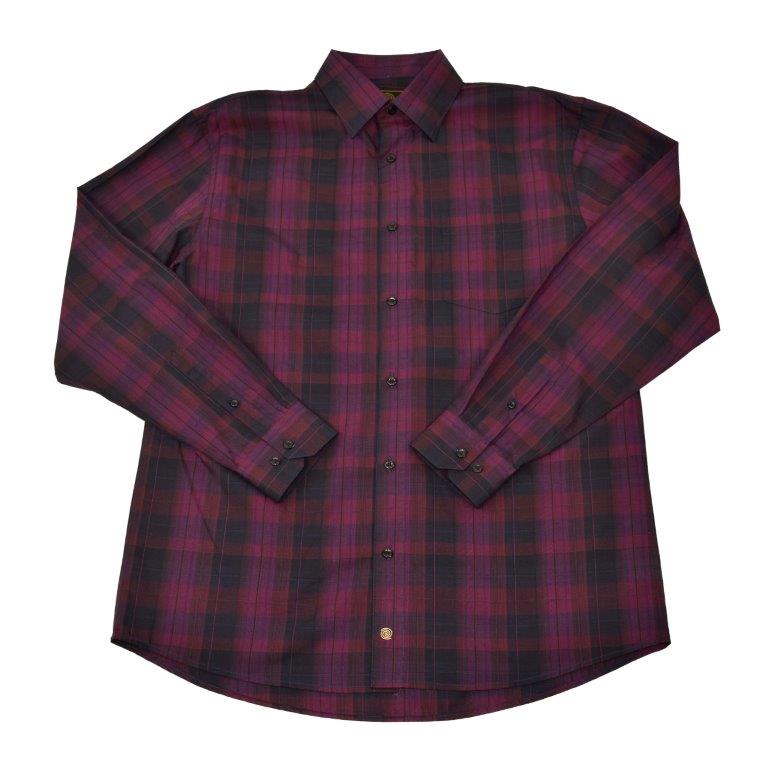 FX Fusion Long Sleeve Burgundy/Black Multi Plaid Sport Shirt