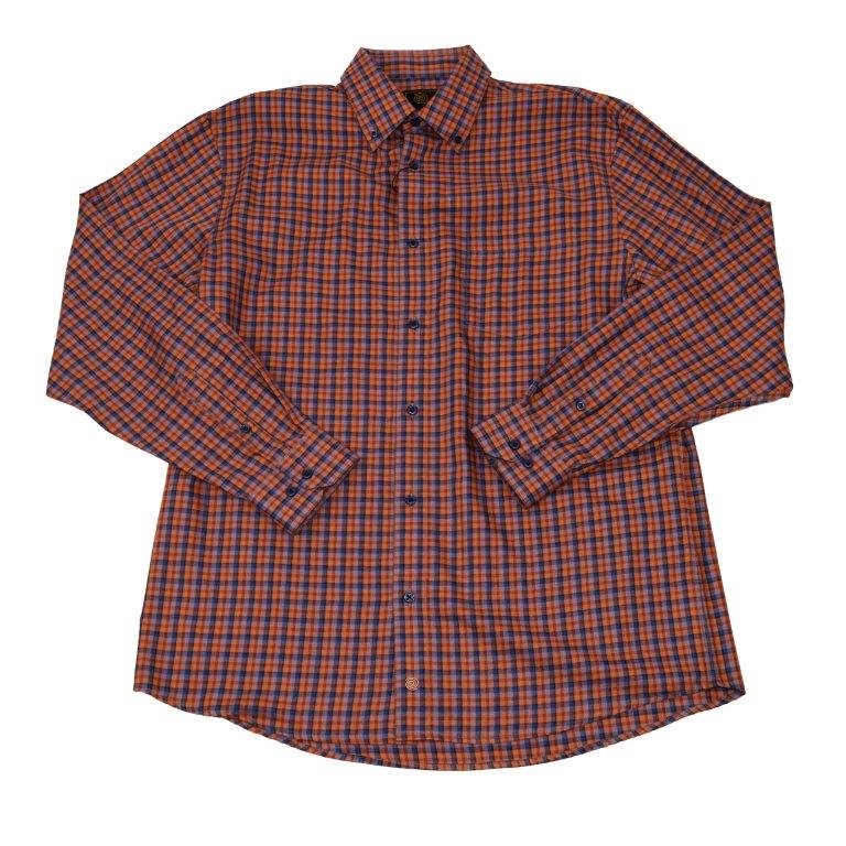 FX Fusion Long Sleeve Rust/Royal Mini Check Sport Shirt