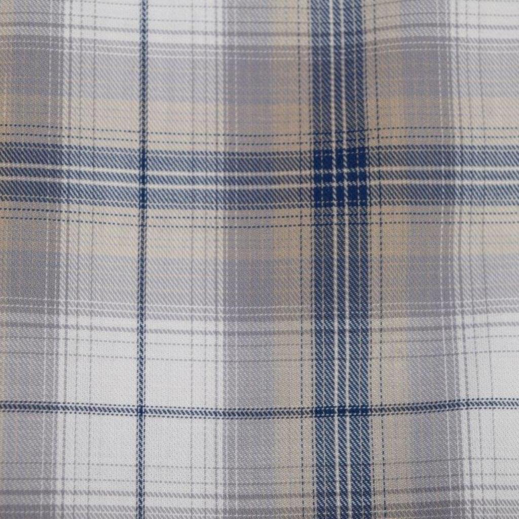 FX Fusion Long Sleeve Silver/Tan/Indigo Soft Plaid Big Size Sport Shirt