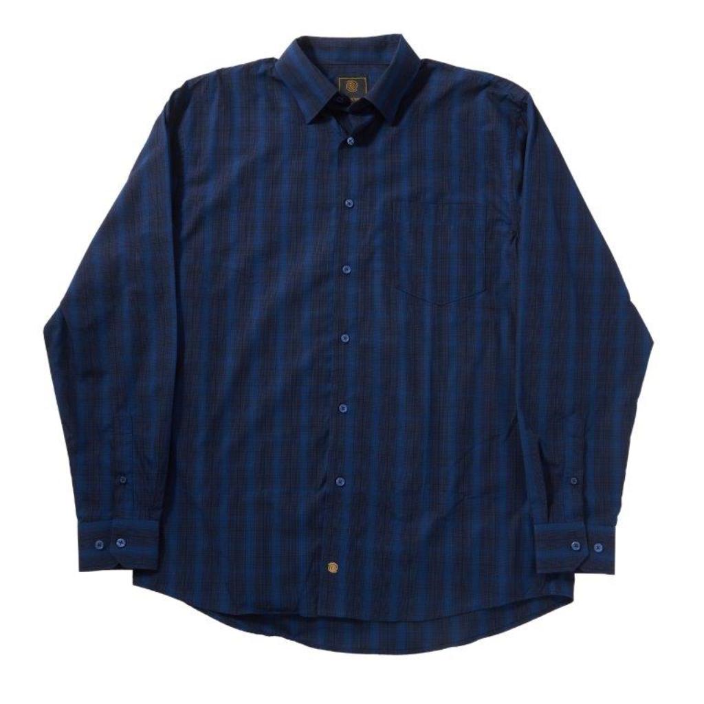 FX Fusion Long Sleeve Royal/Black Multi Grid Sport Shirt