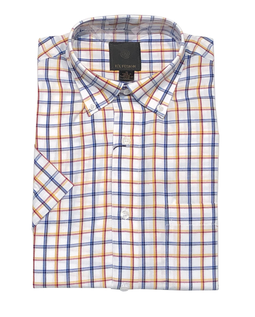 FX Fusion Short Sleeve Orange/Blue Multi Check Tall Size Sport Shirt