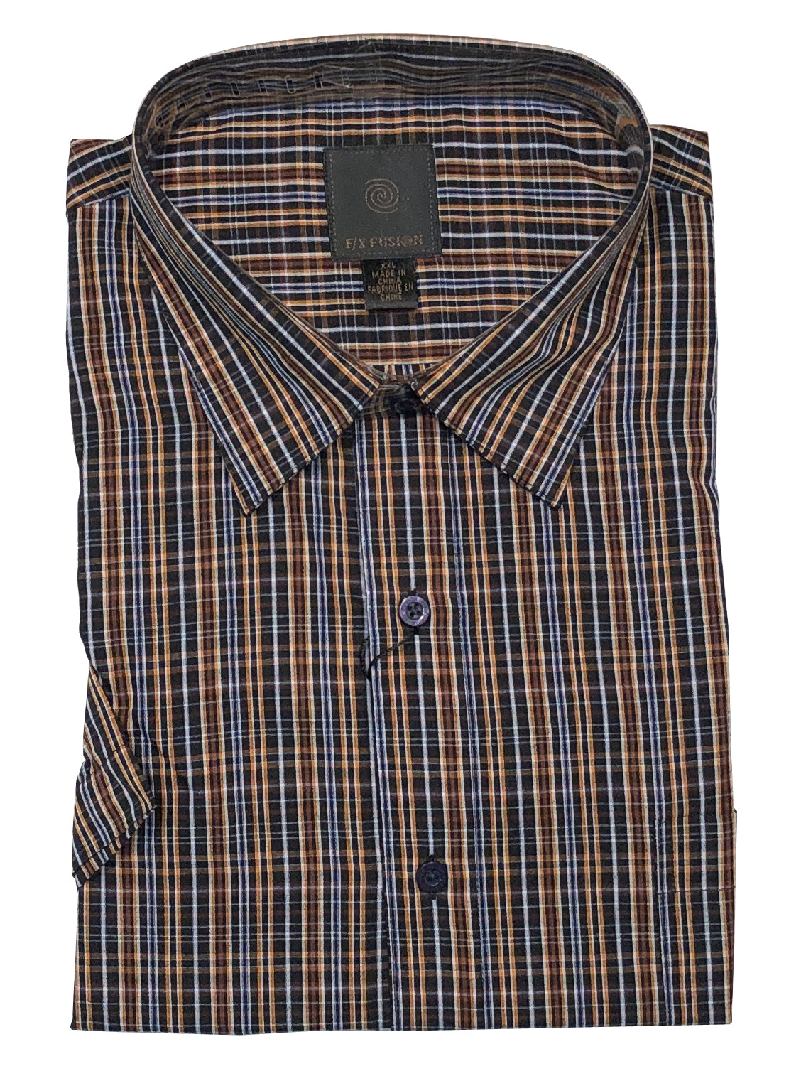 FX Fusion Short Sleeve Navy/Copper Multi Stripe Tall Size Sport Shirt
