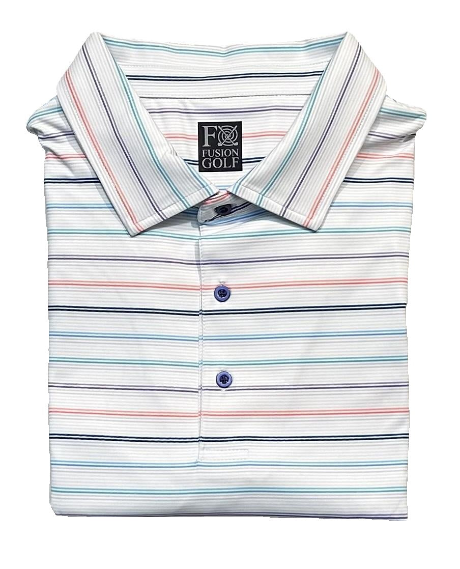 FX Fusion 'Trams Rails' Printed Short Sleeve Golf Polo Shirt