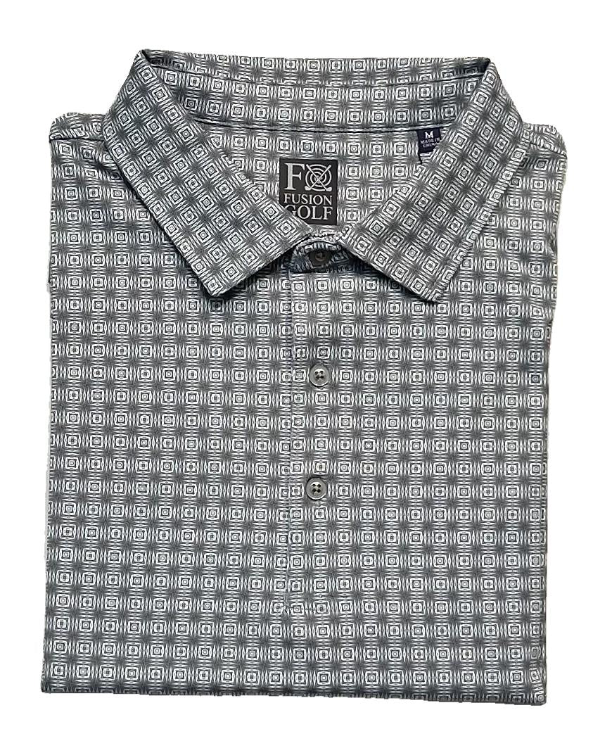 FX Fusion 'Diamond Geo' Printed Short Sleeve Golf Polo Shirt