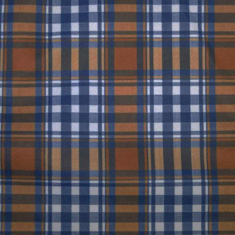 FX Fusion Navy/Brown Multi Plaid Stretch Shirt