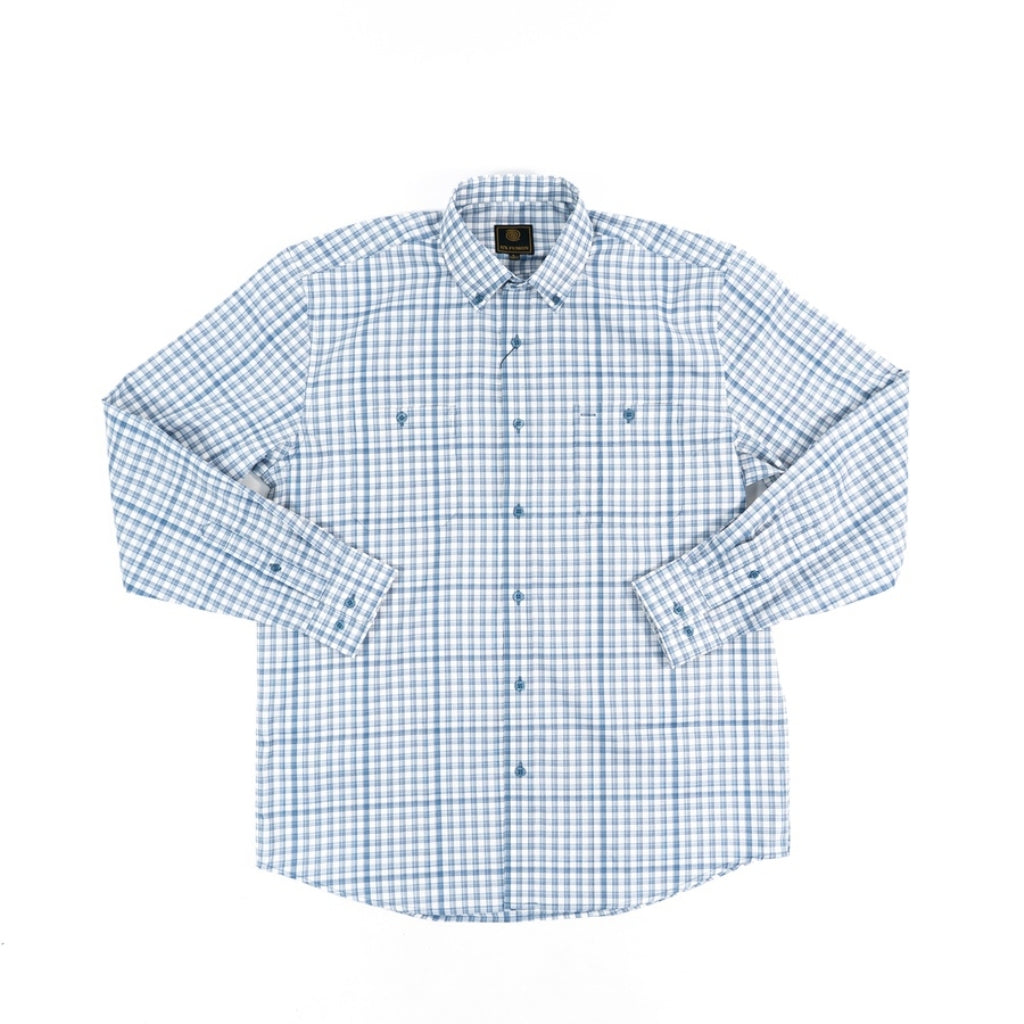 FX Fusion Long Sleeve Blue Multi Check Tall Size Sport Shirt