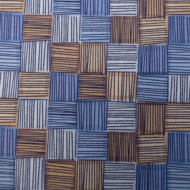 FX Fusion Short Sleeve 'Woodcut Patchwork' Print Poplin Sateen Sport Shirt