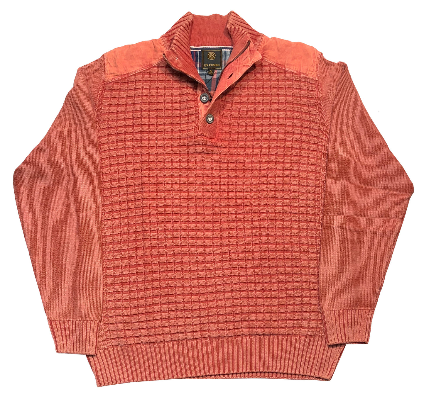FX Fusion Sandwashed 4 Button with Zip Tall Size Sweater
