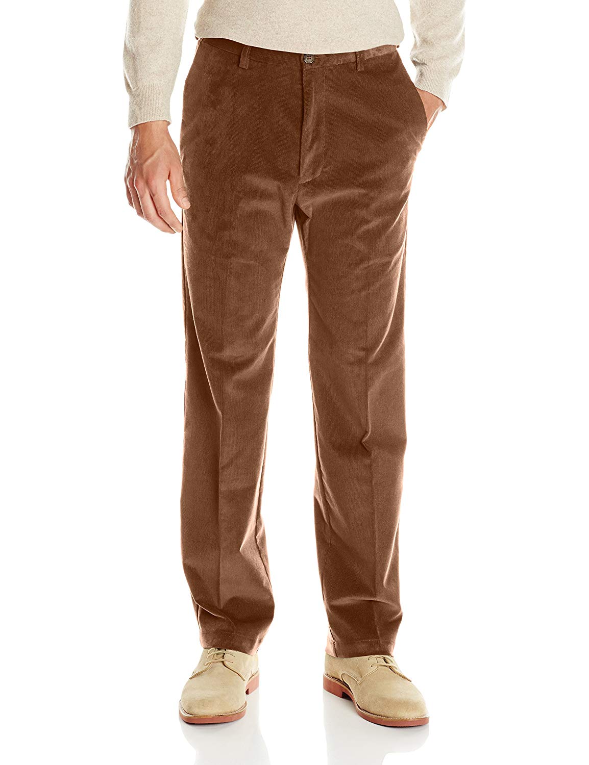 Haggar Stretch Corduroy Classic Fit Flat Front Pant - Camel