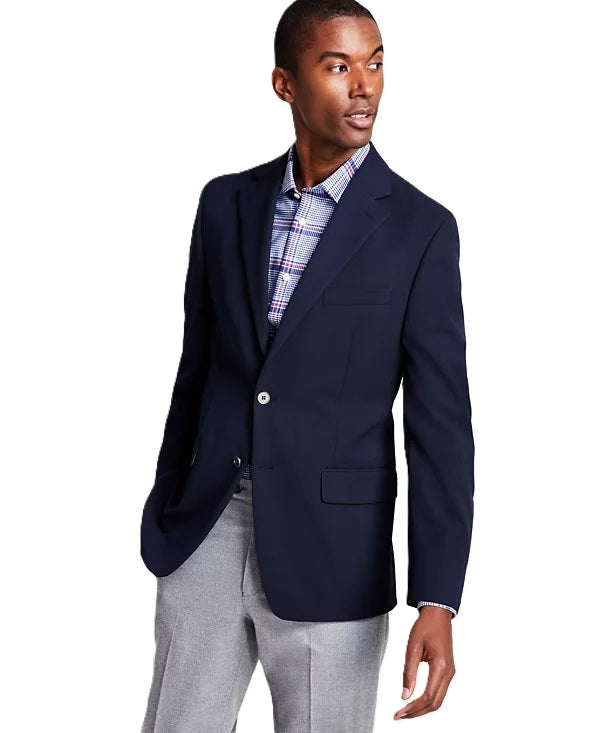 Michael Kors Solid Navy Modern Fit Stretch Blazer