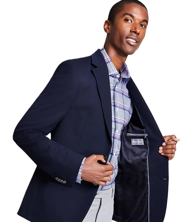 Michael Kors Solid Navy Modern Fit Stretch Blazer