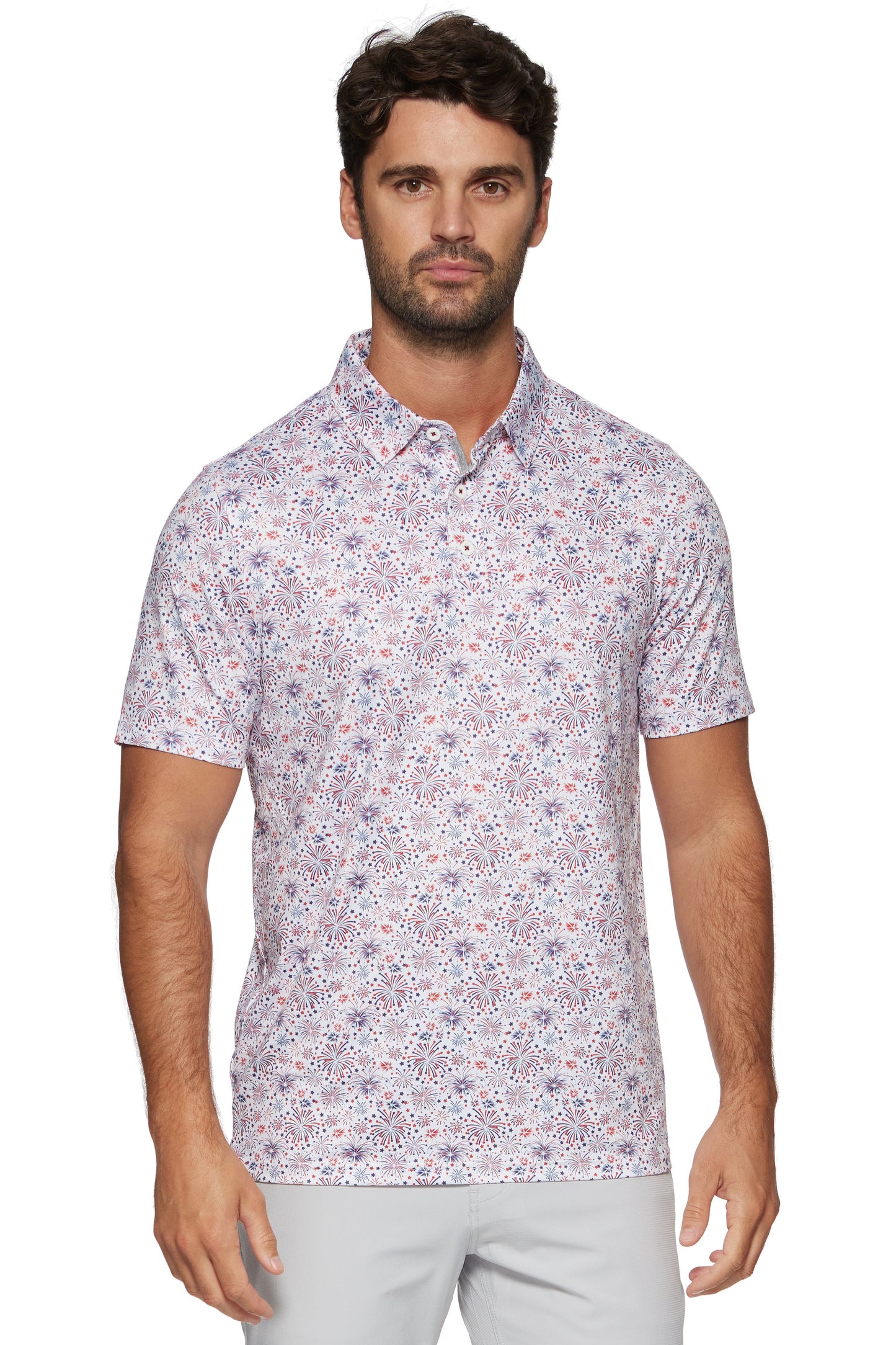 Flag & Anthem MVP Fairhope Fireworks Print Performance Polo Shirt