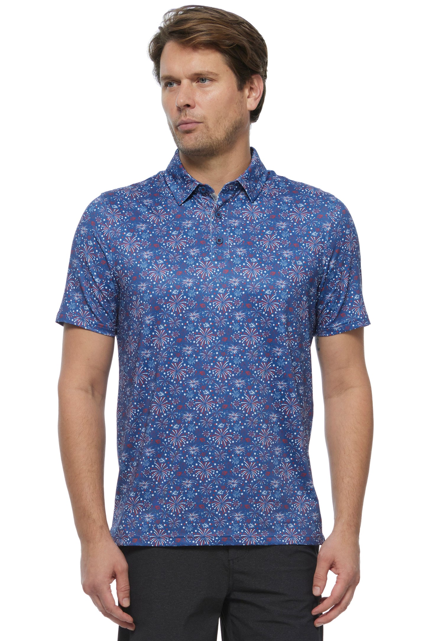 Flag & Anthem MVP Fairhope Fireworks Print Performance Polo Shirt