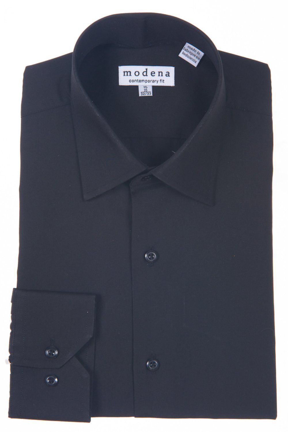 Modena Contemporary Fit Long Sleeve Dress Shirt - Black
