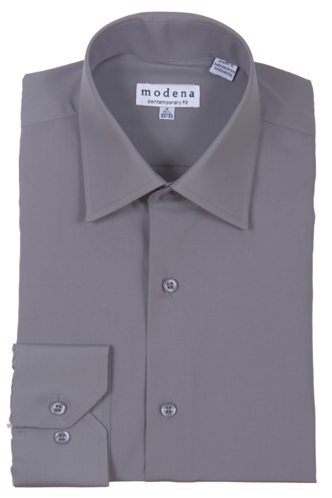 Modena Contemporary Fit Long Sleeve Dress Shirt - Charcoal