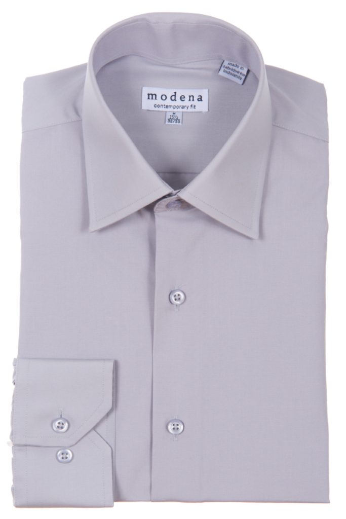 Modena Contemporary Fit Long Sleeve Dress Shirt - Gray
