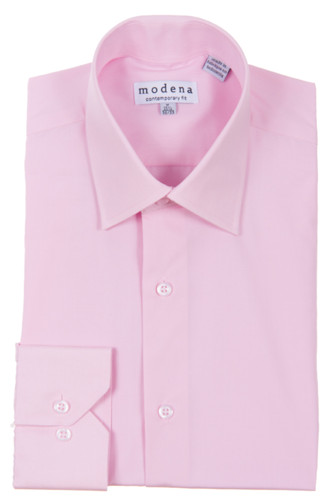 Modena Contemporary Fit Long Sleeve Dress Shirt - Pink