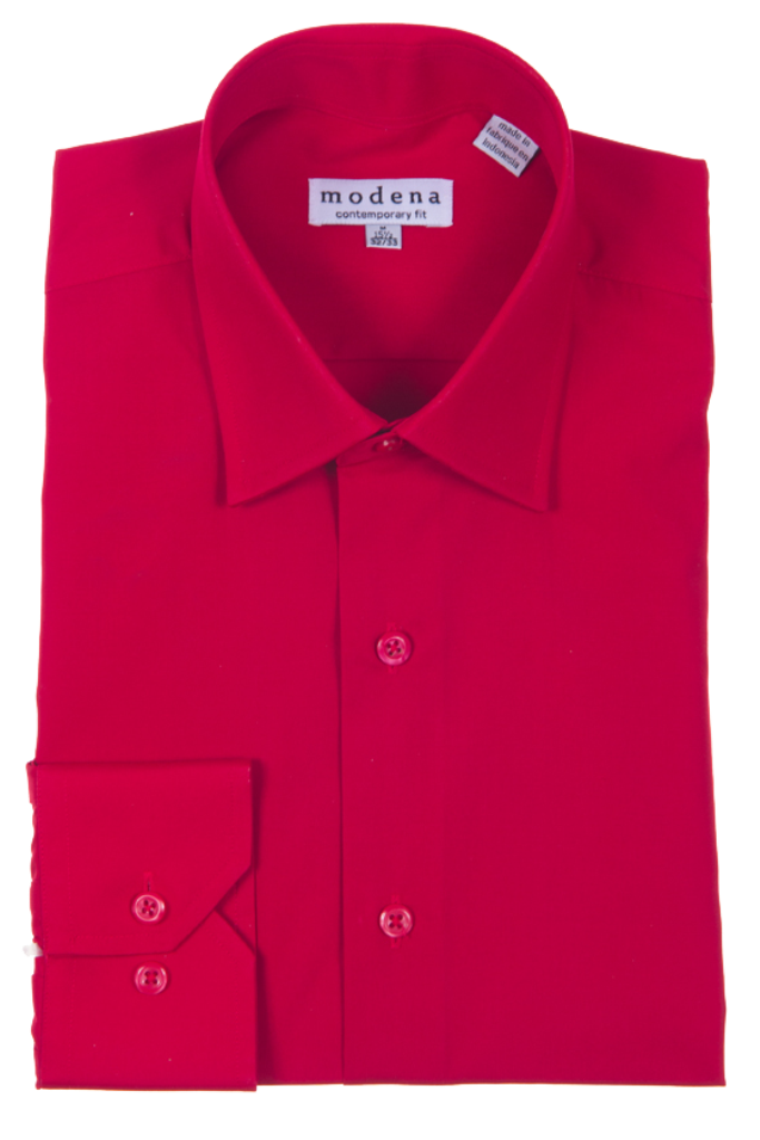 Modena Contemporary Fit Long Sleeve Dress Shirt - Red