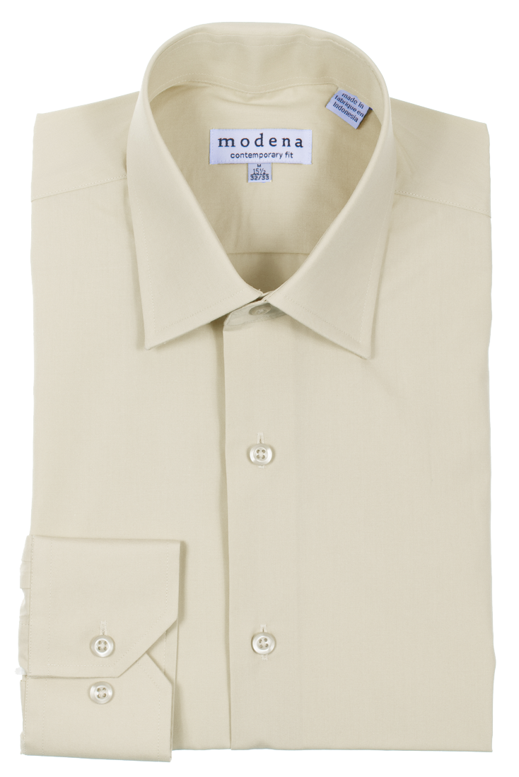 Modena Contemporary Fit Long Sleeve Dress Shirt - Sand