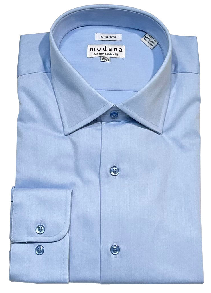 Modena Contemporary Fit Long Sleeve Stretch Dress Shirt Blue / 16.5 34/35 Modena Contemporary Fit Long Sleeve Stretch Dress Shirt Blue / 16.5 34/35