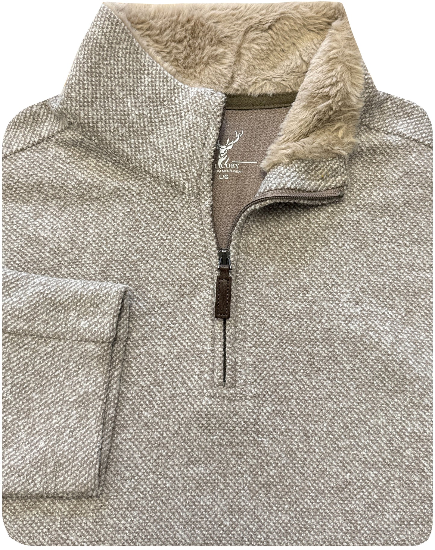 Nicoby Shearling Trimmed 1/4 Zip Sweater