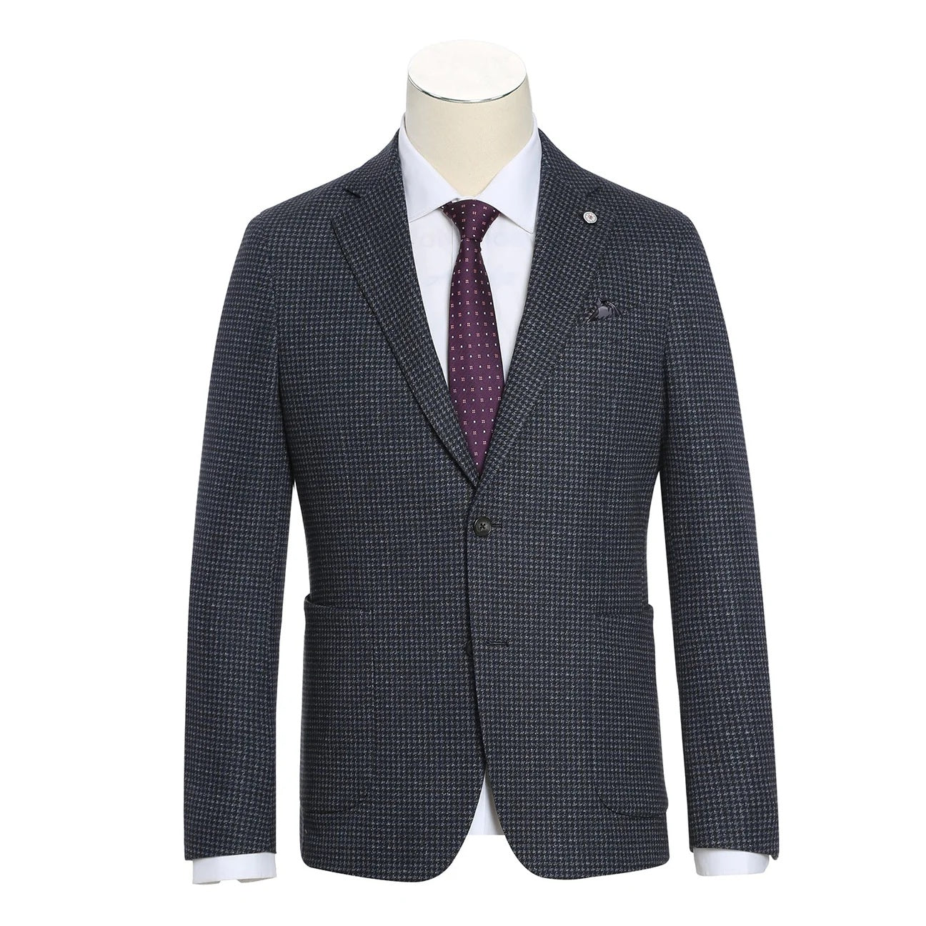 Pellagio Gray Check Half Canvas Slim Fit Sport Coat