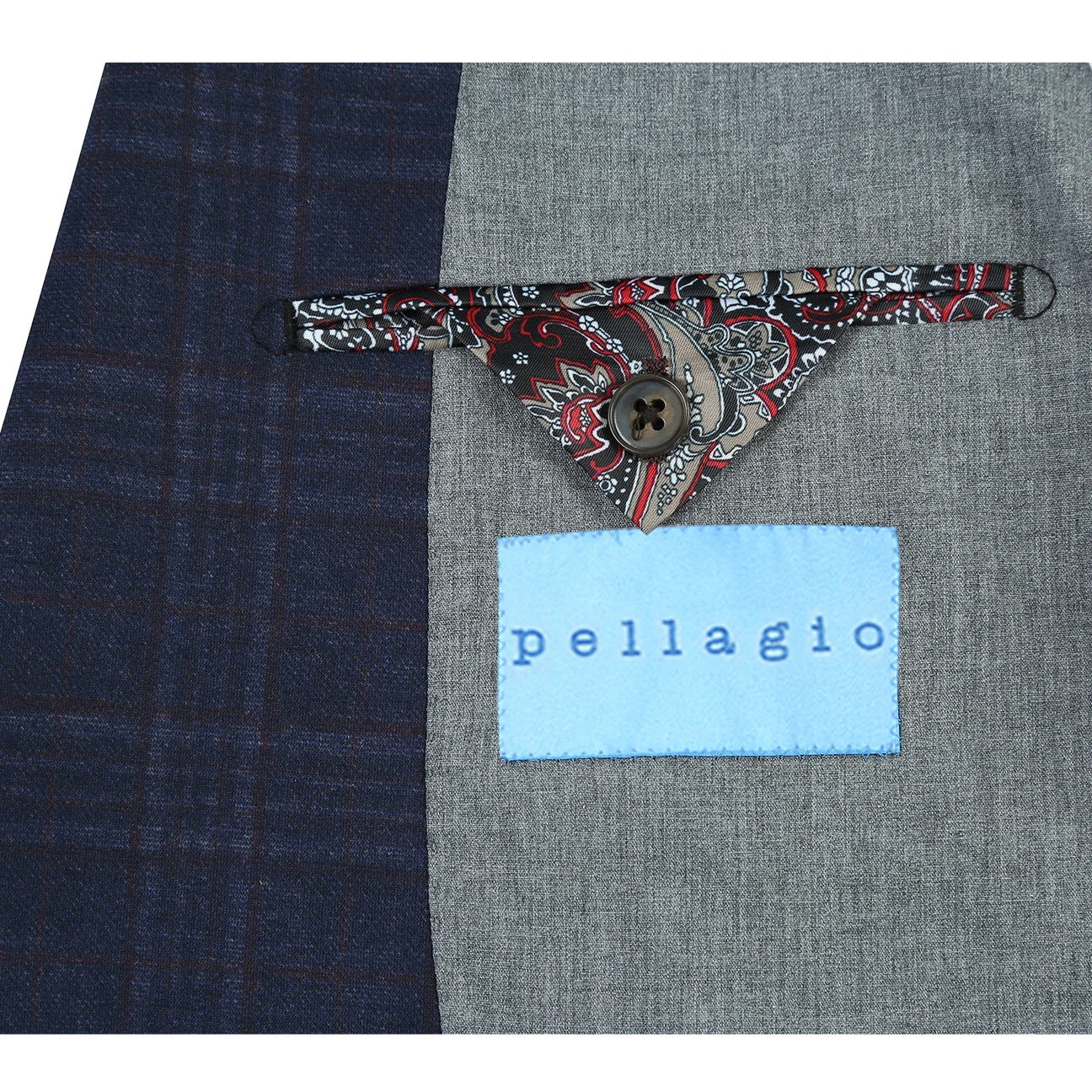Pellagio Navy Windowpane Half Canvas Slim Fit Sport Coat