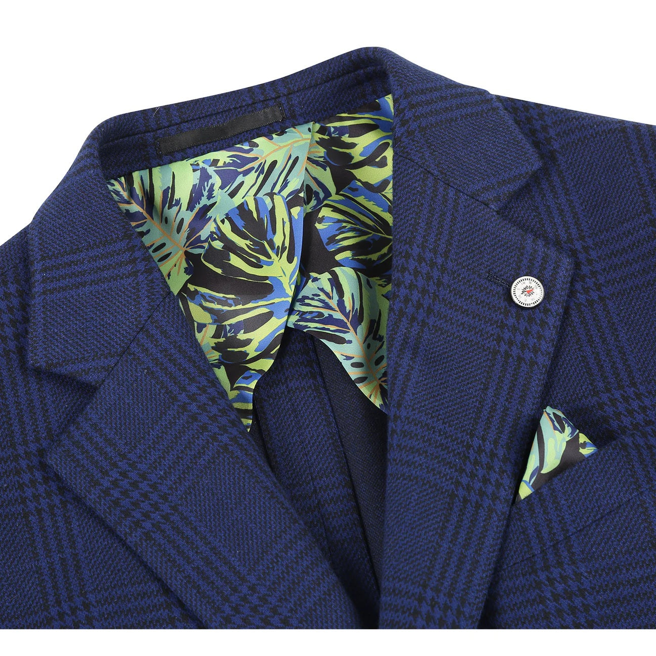Pellagio Royal Blue Plaid Half Canvas Slim Fit Sport Coat