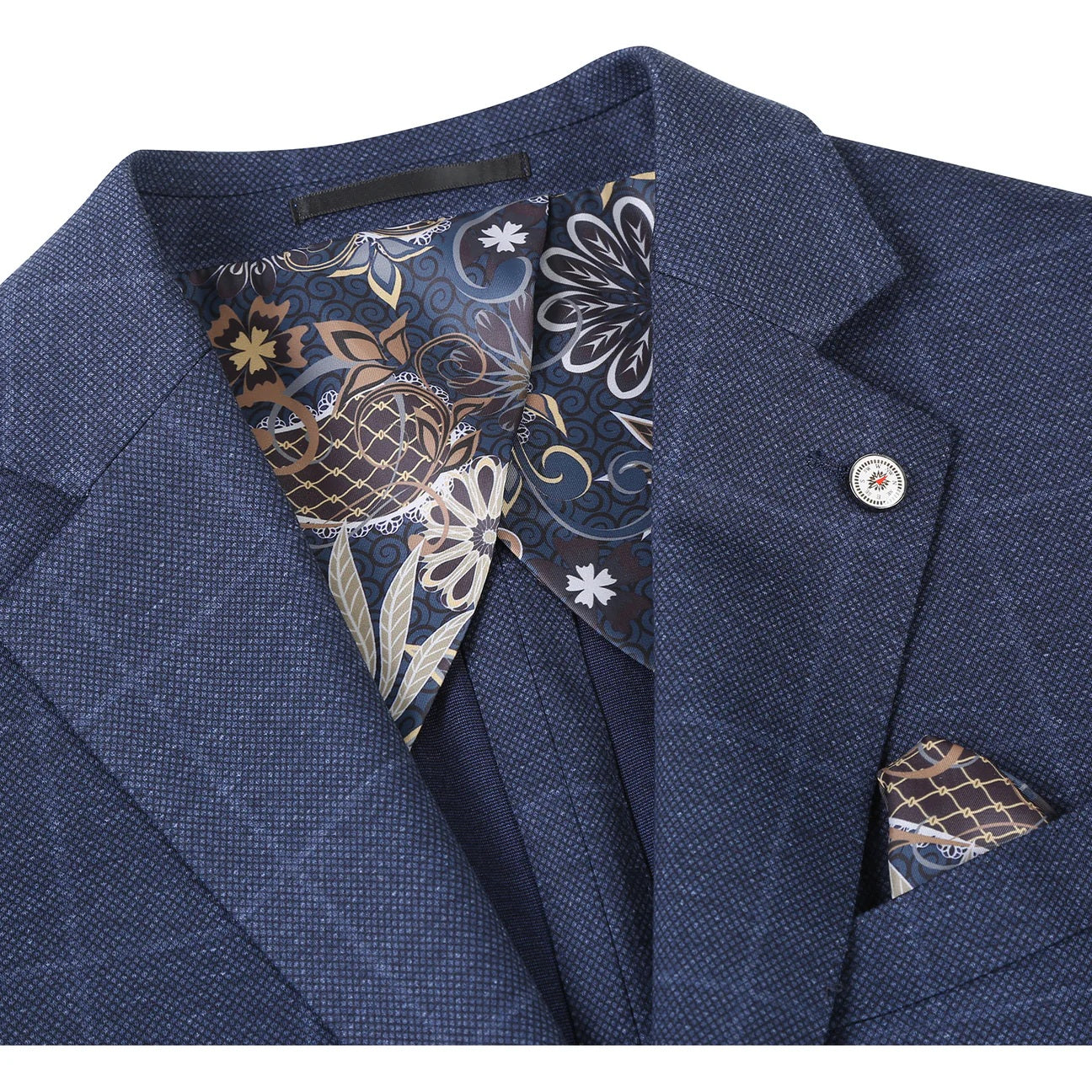 Pellagio Dark Blue Windowpane Half Canvas Slim Fit Sport Coat