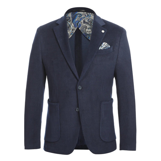 Pellagio Navy Corduroy Half Canvas Slim Fit Sport Coat