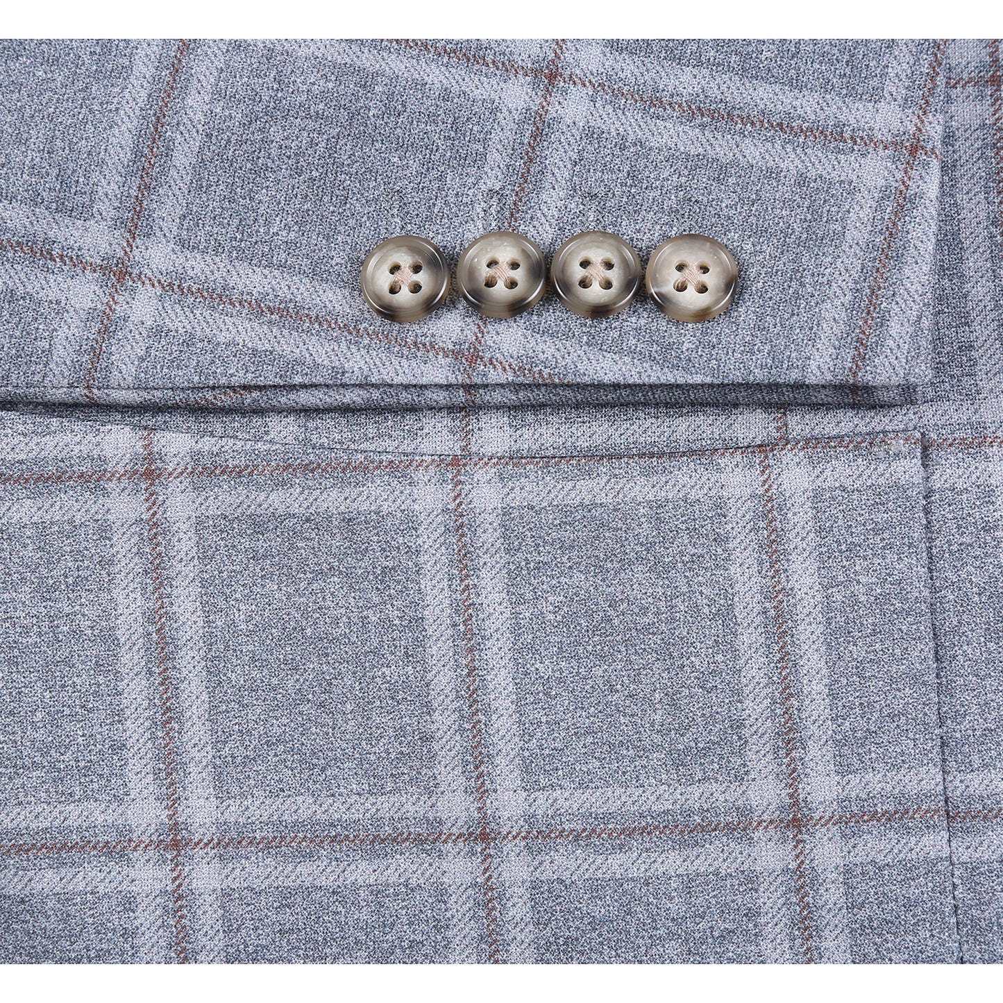 Pellagio Light Grey Windowpane Half Canvas Slim Fit Sport Coat