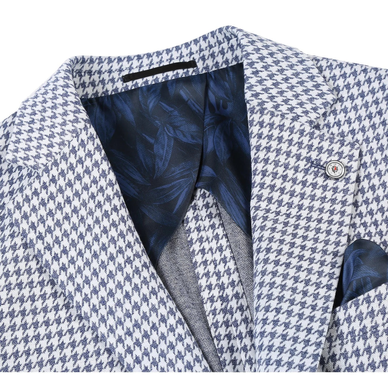 Pellagio Blue Houndstooth Half Canvas Slim Fit Sport Coat