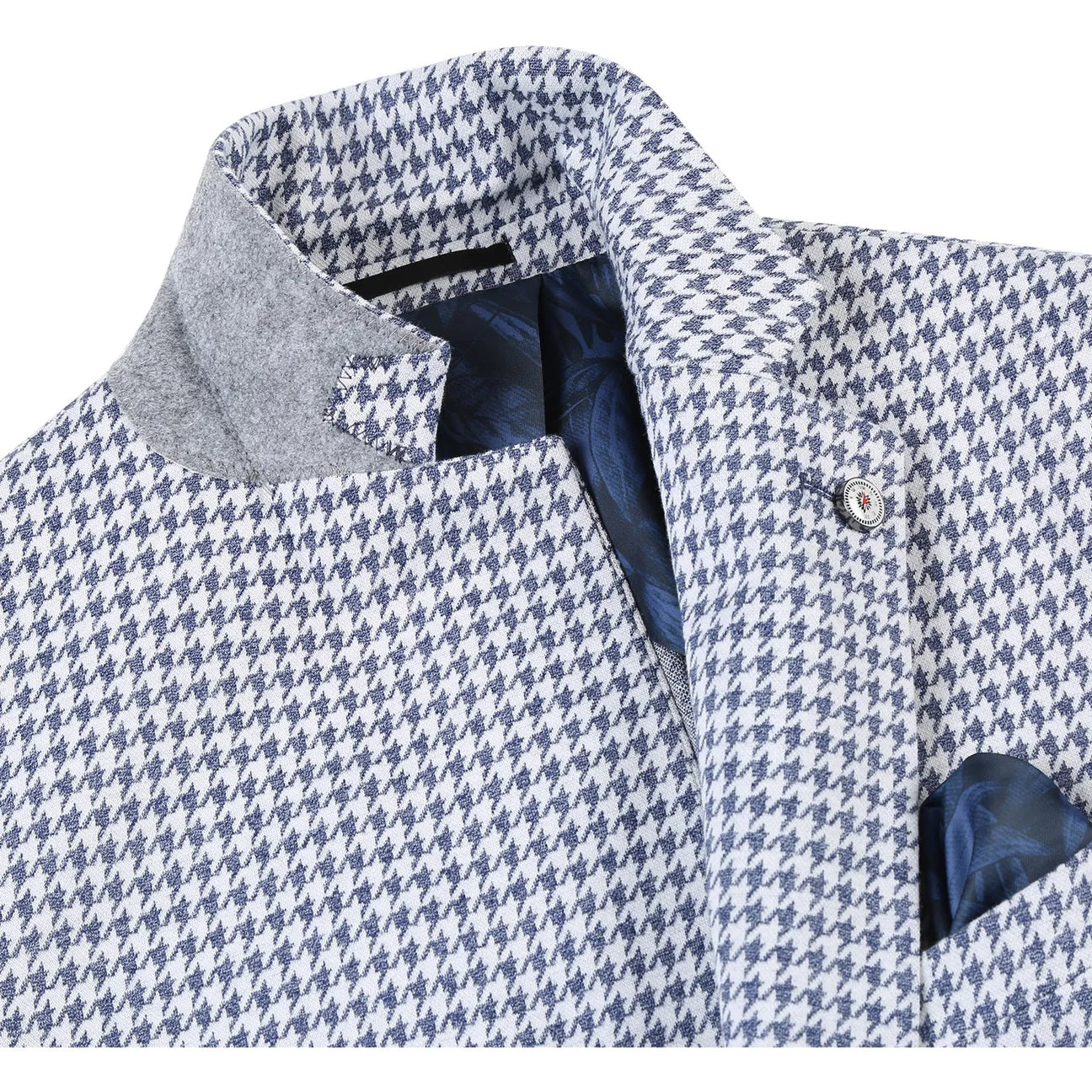 Pellagio Blue Houndstooth Half Canvas Slim Fit Sport Coat
