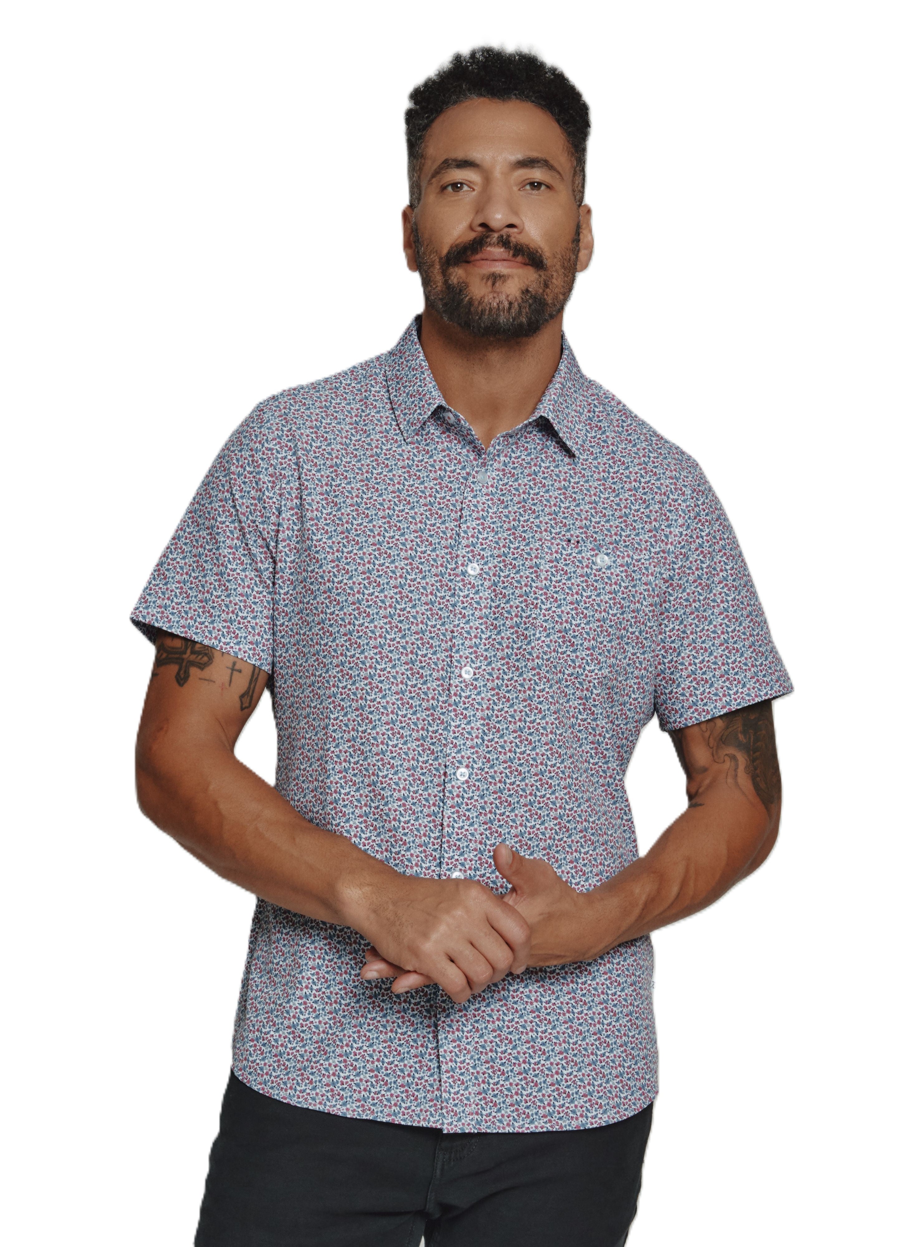 7 diamonds dress shirt 7DIAMONDS Men's Siena Short Sleeve Shirt in Black | Size Small